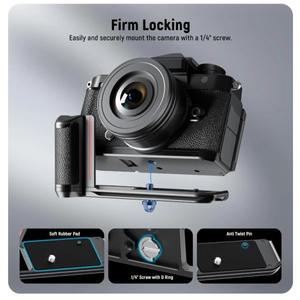 Nikon Z f 용 NEEWER 핸드 그립 L 모양 핸들 및 알루미늄 캡이있는 초박형 레트로 폼 피팅 카메라 장착베이