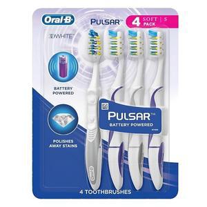 Oral B 3D 화이트 럭스 4 카운트(1팩) 펄사 배터리 구동 칫솔