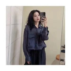 여성셔츠남방 여성셔츠 셔츠 캐주얼 투포켓 긴팔 상의 블라우스 모시 가을