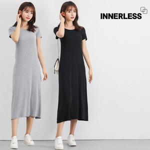 데일리 빅사이즈 모달 캡내장 반팔 롱 원피스 이지웨어