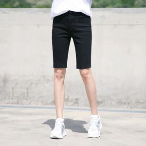 동대문스타일 여자 반바지 국내생산 슬림 5부 스판 커팅 블랙반바지 여성 여름 EV628