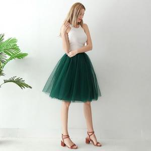 샤스커트 미디 하이웨이스트 5 겹 65cm 블랙 여성 스커트