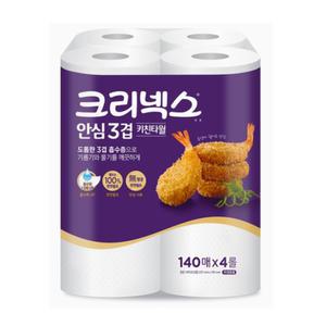 크리넥스 안심 3겹 키친타올 140매X4롤