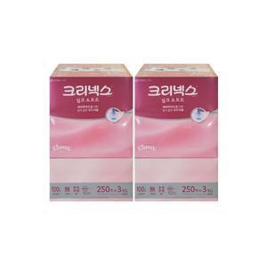 실크소프트 250매 2팩6개 각티슈 곽티슈 갑티슈 천연펄프 무색 무향 무형광 부드러운 휴지 크리넥스