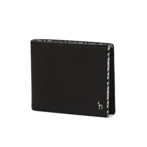 [헤지스](대구신세계)[CHESTER] 블랙 체크라인장식 소가죽 반지갑 HJWA4F291BK