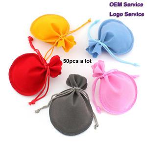 보석 주머니 벨벳 포장 가방 Drawstring 선물 가방 50 개/몫 7x9 9x12 결혼식 사탕 케이크 가방 가방에 사용