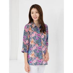 [하프클럽/]엄마옷 카라 플라워 7부 블라우스 BL505113 마담 미시 중년여성 빅