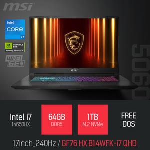 ⓒ MSI 소드 GF76 HX B14WFK-i7 QHD 64GB 1TB / 17인치 편집 고성능 게임 포토샵 캐드 AI 노트북