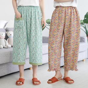 인견 여성 팬츠 랜덤 파자마 8부 홈웨어 바지 플라워 여름 지지미