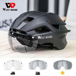 자전거 헬멧 어반 전기 전동 킥보드 고글 핼맷 WEST BIKING 사이클링 LED 라이트 광변색 렌즈 남성용 안전