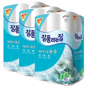 잘풀리는집 깨끗한3겹순수 30롤x3팩