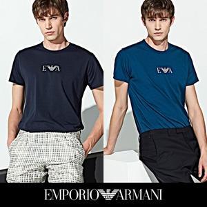 [하프클럽/엠포리오 아르마니 언더웨어]남성 프리미엄 코튼 스트레치 티셔츠 2종 세트(마린+오팔)