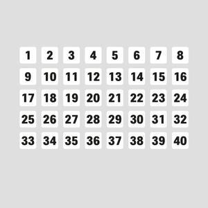 18X18mm 숫자 스티커 1-40번 40조각 1세트 번호 넘버 학교 크라프트 수납 정리함