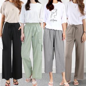 빅사이즈 여성 캐주얼 밴딩팬츠 S~3XL 와이드 데님 조거 키작녀 트레이닝 배기 슬랙스 하이웨스트