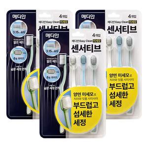 메디안 센서티브 이지클린 칫솔 4입x3개/미세모
