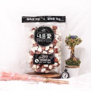 내품애 강아지 간식 대용량  실속형 우유껌 오리말이 2.5인치 1kg 애견간식
