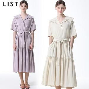 [리스트][리스트(LIST)] 프릴 칼라 티어드 롱 원피스 (택가격 278000원)