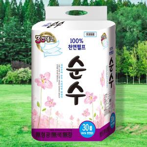 3겹30롤 25M 무형광 무색소 무향 피부저자극 두루마리휴지 100% 천연펄프