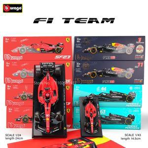 부라고 1:24 F1 2023 페라리 # 르클레르 55 Sainz 포뮬러 시뮬레이션 합금 자동차 모델 공예 장식 컬렉션