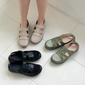 소가죽 메쉬 발편한 통굽 로퍼 단화 4cm