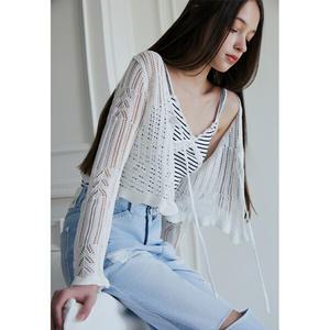 [에고이스트][BLUE LABEL]크롭 러플 크로쉐 가디건(ER2OKG02)