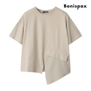 [롯데백화점]보니스팍스 사선 절개 라인 언발 반팔 티셔츠 (XP4TS016M0)