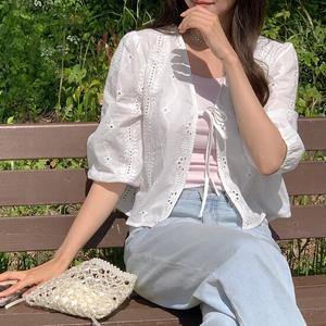 [제작] 데일릿 펀칭 레이스 7부 가디건 81740 빅사이즈 여성의류