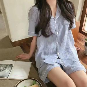 64 요루 카라넥 여름 반팔 반바지 홈웨어 파자마 세트