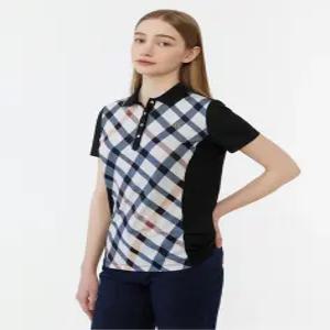 닥스 골프 여성 24SS [BEST][스테디셀러]체크프린트 반팔폴로티셔츠 (BLACK) WNTS4B302BK
