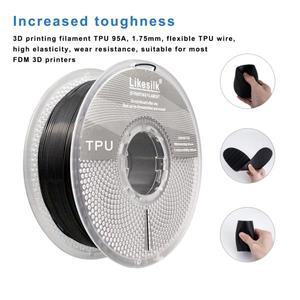 Likesilk 95A TPU 필라멘트   3D 프린터 1.75mm 치수 정확도 +/- 0.03 1kg 스풀(2.2lbs)