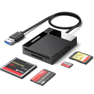 UGREEN SD 카드 리더 USB 3.0 허브 어댑터 5Gbps 읽기 CF, CFI, TF, SDXC, SDHC, SD, MMC, Micro MS, UHS-I (블랙)