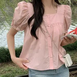 로하 스퀘어넥 퍼프 블라우스 여름 여성 데일리룩 데이트룩