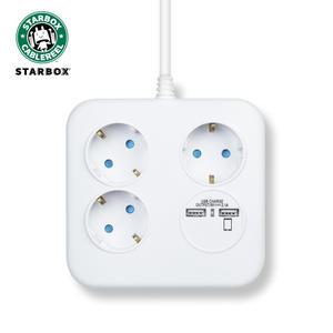 러그박스  멀티탭 3구 USB 2포트 블루
