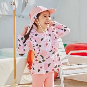 아이스샌드 키즈 여아 래쉬가드 세트+플랩캡 3피스 유아 아동 수영복 BR88110