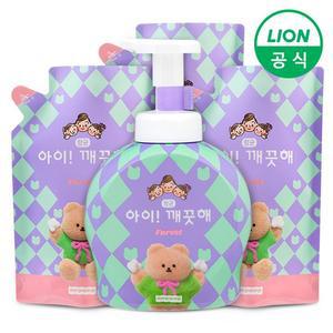 아이깨끗해X어프어프 대용량 490ml용기+450ml리필 3개 숲속향기