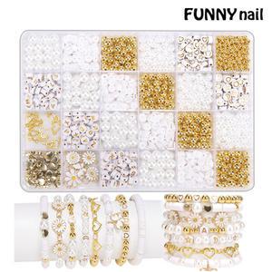 24칸 골드진주 악세사리세트 1000pcs  공예재료  우레탄줄  팔찌만들기 간편세트 키링