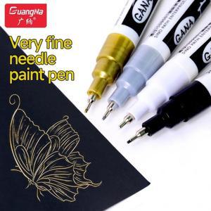 Guangna 페인트 마커 펜 DIY 반사 금속 영구 골드 실버 터치 업, 학교 모델 그림 1/2pcs