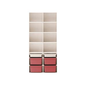 일룸 에디키즈 멀티수납장 950x292x2055mm 6단 아이보리레드