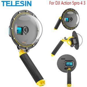 TELESIN 돔 포트 DJI OSMO Action 4 3 방수 하우징 케이스 + 5pro 액션 카메라용 플로팅 핸들 그립 Bobber