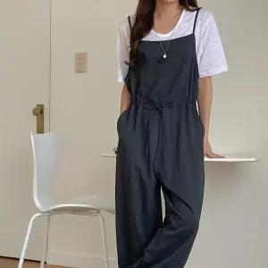 끈조절 찰랑핏 나시 뷔스티에 와이드 여름 점프슈트