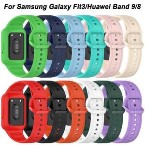 교체 케이스 + 스트랩 시계줄 통합 실리콘 시계 삼성 Galaxy Fit3/Huawei Band 9/8 용 액세서리