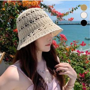 [라일리] Rly 썸머 니트 스트링 포인트 여름 아이템 벙거지 버킷햇