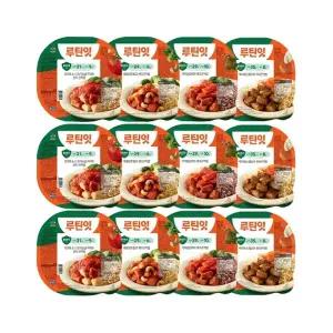CJ 루틴잇 고단백저당 도시락 12개 세트 (매콤닭조림x3+닭가슴살구이x3+더덕닭갈비x3+채소찜닭x3)