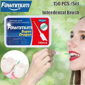 Fawnmum 치간 실리콘 브러시, 치과 이쑤시개, 치아 사이 스레드 교정 구강 관리 도구, 150 개