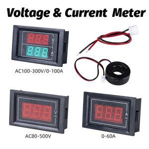 56 디지털 전압계 디스플레이 전류 측정기 AC60 LED 테스터 전압 500V 100A 전류계 AC 감지기