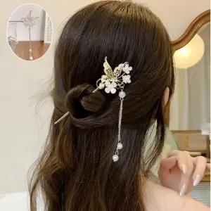 셀프웨딩 올림머리 헤어 포인트 꽃나비진주 일자비녀 U자비녀 비녀