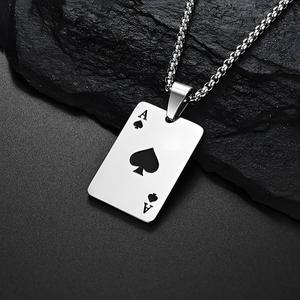 힙합 스테인레스 스틸 포커 카드 스페이드 목걸이의 에이스 남성용 펜던트 체인 놀이 쥬얼리 하트