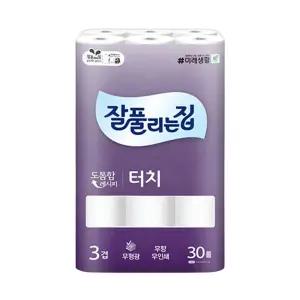 잘풀리는집 두루마리휴지 깨끗한 터치 화장지 30롤 휴지 가정용티슈 들이선물 이사 화장실 3겹