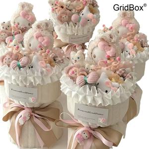 헬로키티 꽃다발 GirdBox 크리스마스 발렌타인데이 생일 선물용 캐릭터 인형 꽃다발 여