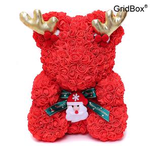 25cm 생화 같은 로즈 곰 졸업식꽃다발 창의적 크리스마스 선물 GirdBox 유니콘 PE 폼